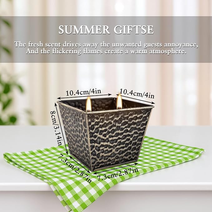 2Pcs Citronella Candles Outdoor Indoor-Large 12oz Scented 50H Long Lasting Summer Candle Bulk for Home Decor, Garden,Party,Backyard & Camping(2-Wick)