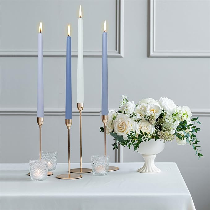 Scented Taper Candlesticks, 10 Inch Dripless Colorful Candle Sticks - Blue Scent, Pack of 12