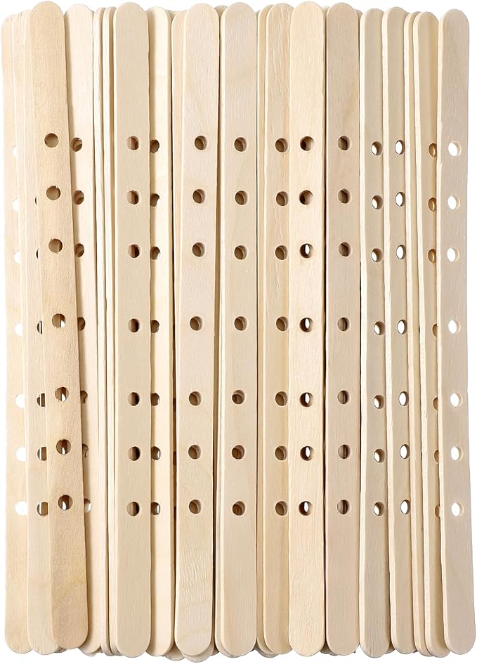 Wooden Candle Wick Holders 50 Pcs 7 Holes Wick Centering Devices Candle Multiwick Bars Candles Making Bars Wax Stick Clips Center Tool for DIY Wax Crafting Material Supplies
