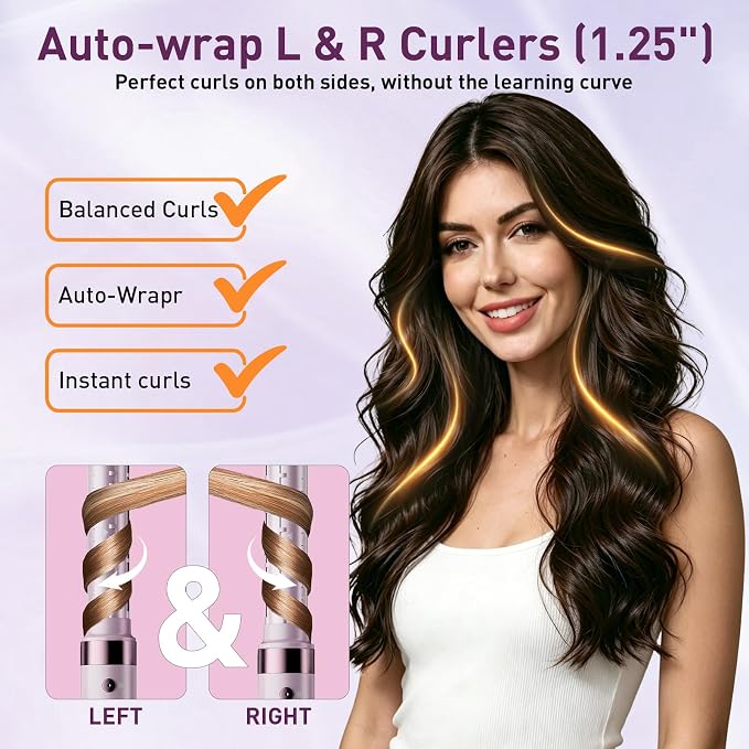 Mythsight StyleVibe Dual Voltage 8-in-1 Air Styler with Diffuser Hair Dryer, Auto Curlers (L/R), Straightener Brush, Travel Adapter & Case for Fast Drying, Frizz-Free Volume & Smooth Blowouts Styles