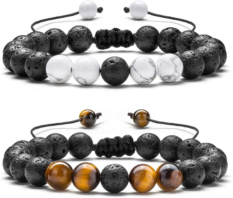 Men Women 8mm Lava Rock Aromatherapy Anxiety Essential Oil Diffuser Bracelet Braided Rope Natural Stone Yoga Gifts Beads Bracelet Bangle-21017