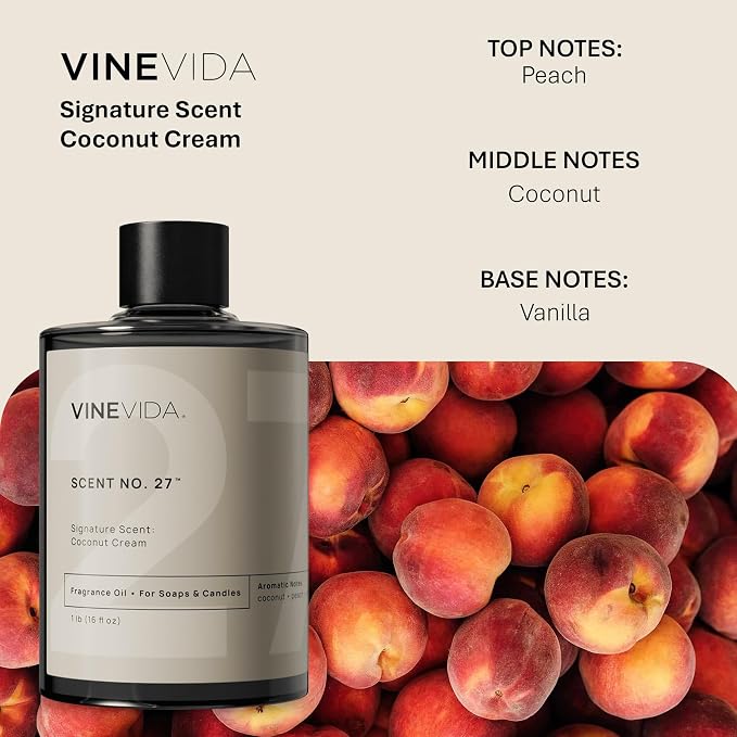 VINEVIDA [16oz] Coconut Cream Fragrance Oil for Soap Making Scents for Candle Making, Perfume Oils, Soy Candles, Body Butters, Massage Oils, Room Sprays, Bath Bombs, Body Lotions, Linen Sprays