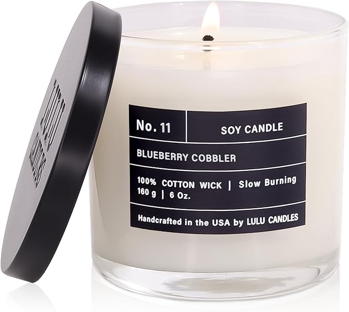 Lulu Candles | Blueberry Cobbler | Luxury Scented Soy Jar Candle | Hand Poured in The USA | Highly Scented & Long Lasting (6 Oz.)
