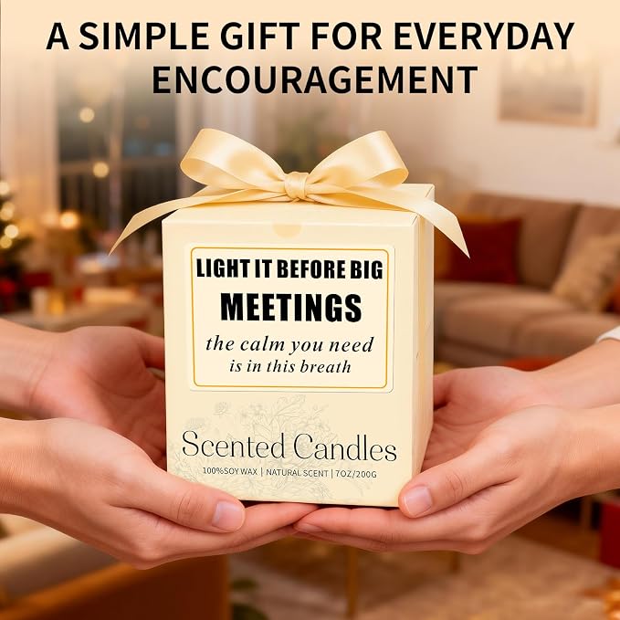 Sweet Orange Candle for Women - 7oz Scented Soy Candle for Stress Relief Before Meetings, 50H Burn Time, Calming Gift for Coworker Friend Funny Birthday Gifts, Thinking of You Gift for Her