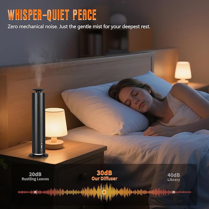 JEKAL Waterless Scent Diffuser Starter Kit with 5 Oils - Smart APP Cold Air Scent Machine, Up to 2000 Sq Ft for Homes Offices Hotels Spas - Quiet Essential Oil Diffuser 8H Battery 3-Color Light, Black