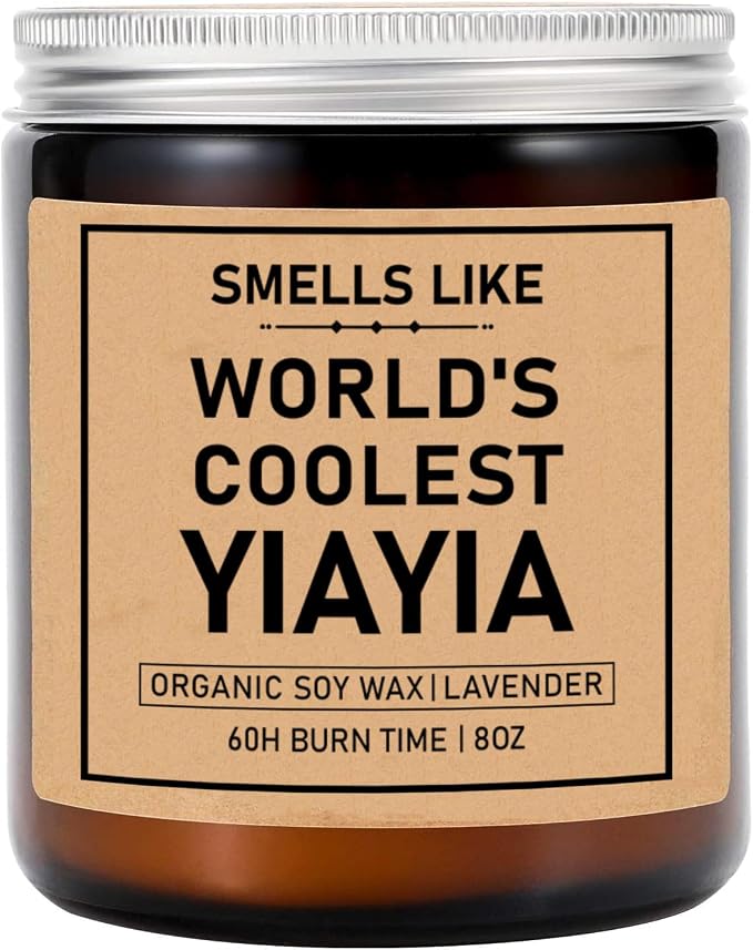 Smells Like World's Coolest Yiayia Soy Candle - 8oz Jar Candle - Mother's Day Gift - Relaxation Scent