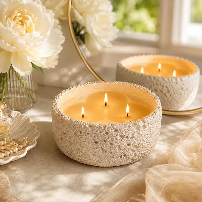 Viyffo Large 20oz Scented Candle – Creamy Vanilla, 3 Wick Non Toxic Soy Candles for Women & Men, Matte Ivory White Ceramic Jar Perfect for Home Fragrance, Elegant Room Décor & Premium Gift