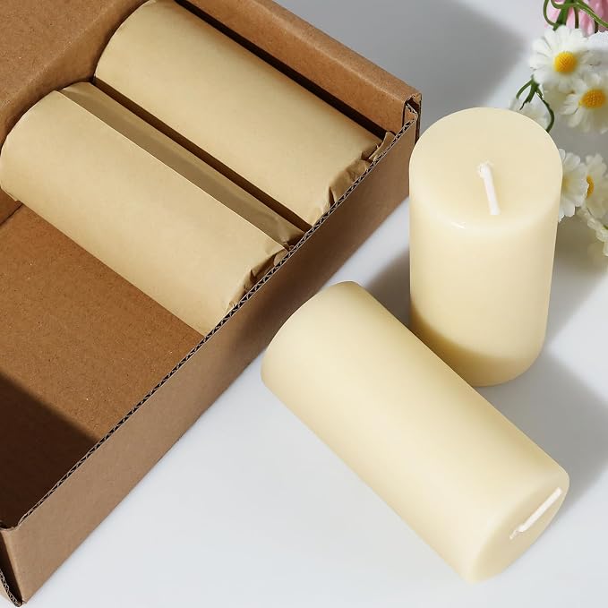4 Pack Beeswax Pillar Candles,172 Hours Long Burning,Ivory White Beeswax Candles,Unscented Pure Bees Wax Candle for Home,Prayer,Dripless Smokeless Organic 100% Bees Wax Candle Bulk 2x4in