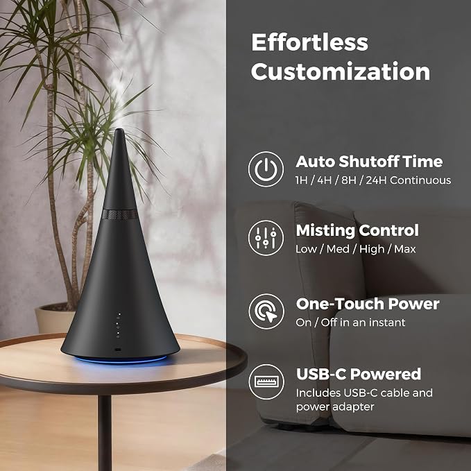 Waterless Scent Diffuser, House Scent Machine, 2000 Sq.Ft of Coverage, 100ml Large Capacity Aromatherapy Machine, Quiet,Ambient Light,Metal,Commercial for Home Large Room, Office