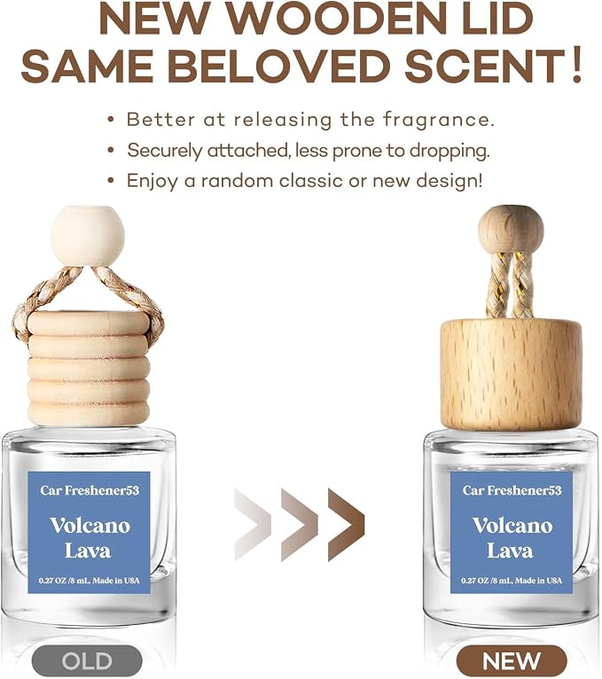 C Classy Hanging Car Air Freshener 2 Pack, Voleano Lava Essential Oil Diffuser, Long-Lasting Fragrance, Cute Glass Bottle Car Accessories for Women & Men, Made in USA