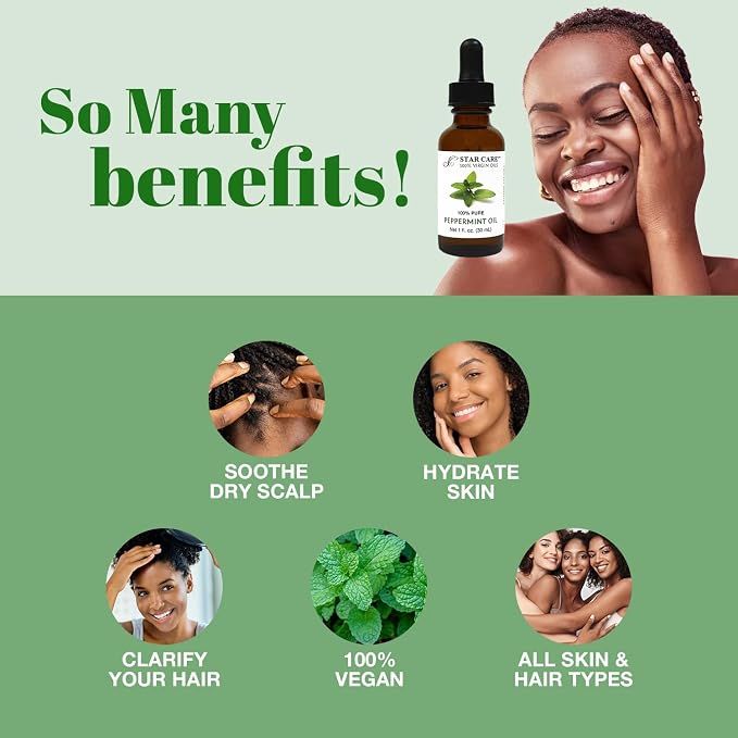 100% Pure Peppermint Oil Premium Mentha Arvensis Essential Oil for Aromatherapy, Diffuser, Hair Care, Skin & Body Massage 1 fl oz (30ml)