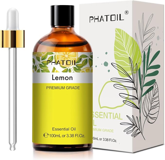 PHATOIL 3.38FL.Oz Lemon Essential Oil, for Aromatherapy Diffusers, Humidifiers, Great for DIY Candle and Soap Making, Gift for Friend