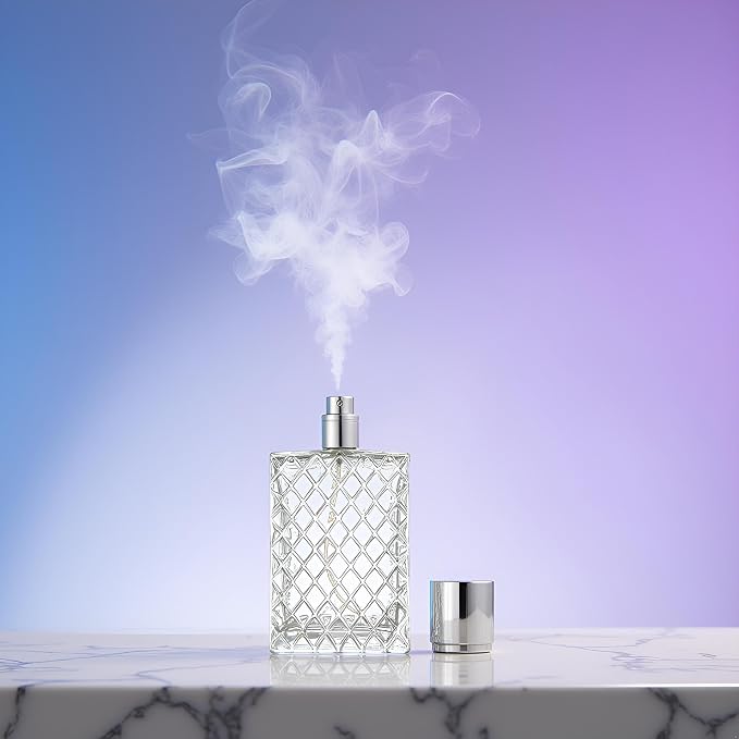 Jinshining 100ml 3.4Oz Clear Glass Spray Bottles Empty Square Perfume Fine Mist Atomizer Refillable Essential Oil Container for Travel Spray Bottles Refillable Containers,Fine Mist Atomizers