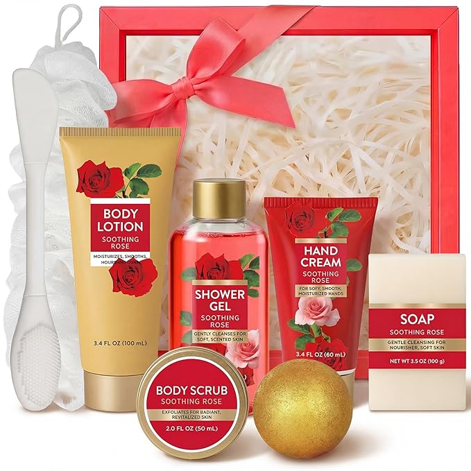 Spa Luxetique Gifts for Women 8pcs of Romantic Rose Gift Set for Women Bath and Body Works Gift Set Spa Gift for Womens Birthday Gift for Womens Mom Wife Girlfriend