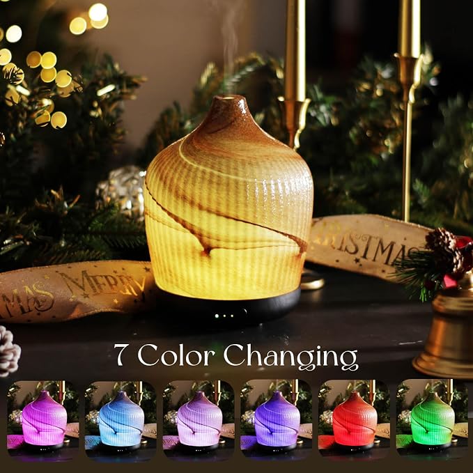 Porseme 280ml Essential Oil Diffuser, Ultrasonic Cool Mist Humidifier with Color Changing, Auto Shut-Off, 6-10 Running Hours, Aromatherapy Glass Diffusers for Home Bedroom, Office, Yoga (Deep Desert)