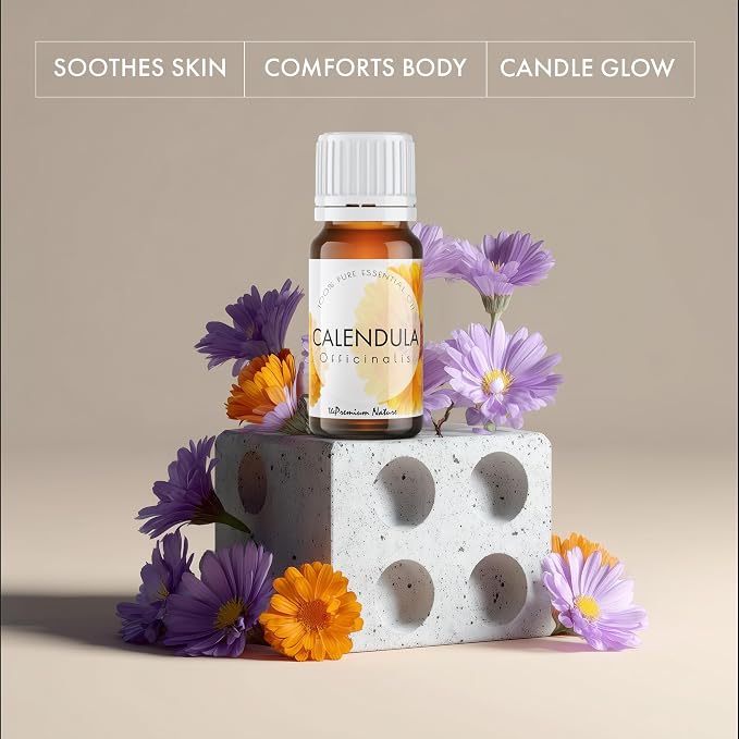 Calendula Essential Oil | 100% Pure & Natural Pot Marigold Flower Oil with Soft Herbal Aroma | for Diffuser, Skin Care, Hair Care, Massage, DIY Beauty & Aromatherapy Blends, 0.34 fl oz
