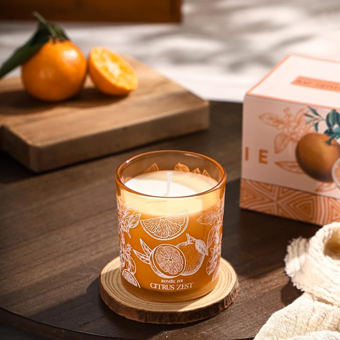 ROMIIE ZOI Scented Candle - Citrus - 6oz Aromatherapy Soy Wax Jar Candle for Home, Gifts for Women - 170g