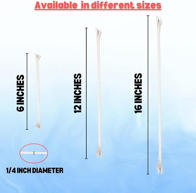 BOSKY Cotton Oil Lamp 1/4" Round Wicks (16 inch Long) for Rock Candle Alcohol Burner Oil Tiki Torches Lamp