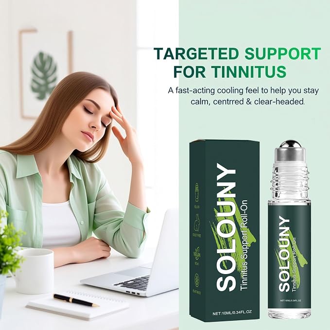 Solouny Tinnitus Vertigo Roll On, Plant-Based Formula Relieving Vertigo, Portable Aromatherapy Roller,2PCS