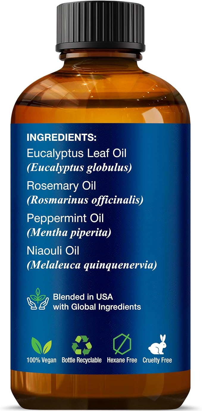 Breathe Essential Oil Blend 60 ml - Breath Sinus Relief with Menthol Oils - for Humidifiers, Diffusers, and Aromatherapy - Nexon Botanics