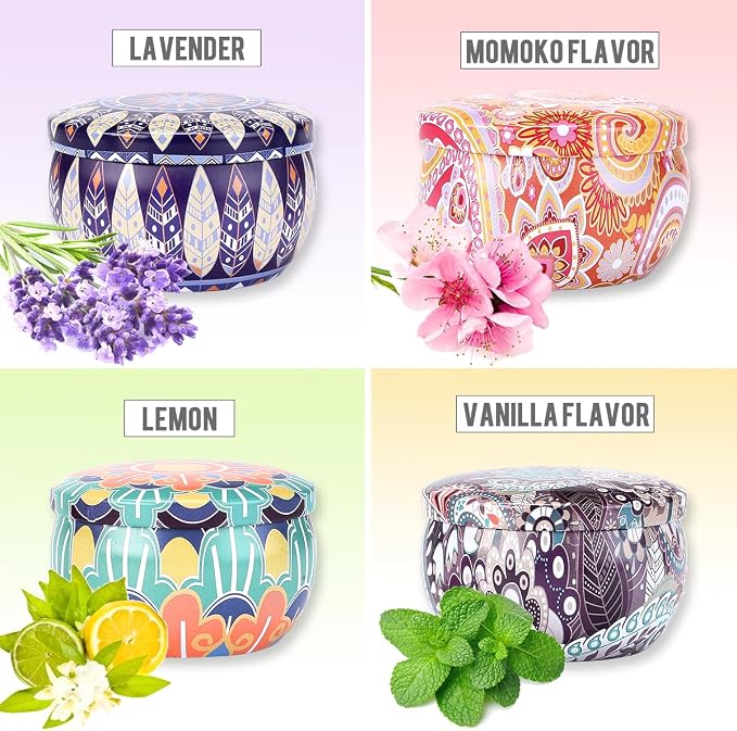 4 Pack Aromatherapy Candles Long-Lasting Fragrance Soy Wax Aromatherapy Candles, Suitable for Home Use, Yoga, Bathing, Mother's Day, Christmas, Festivals to Create Atmosphere (4Pack-Classic A)