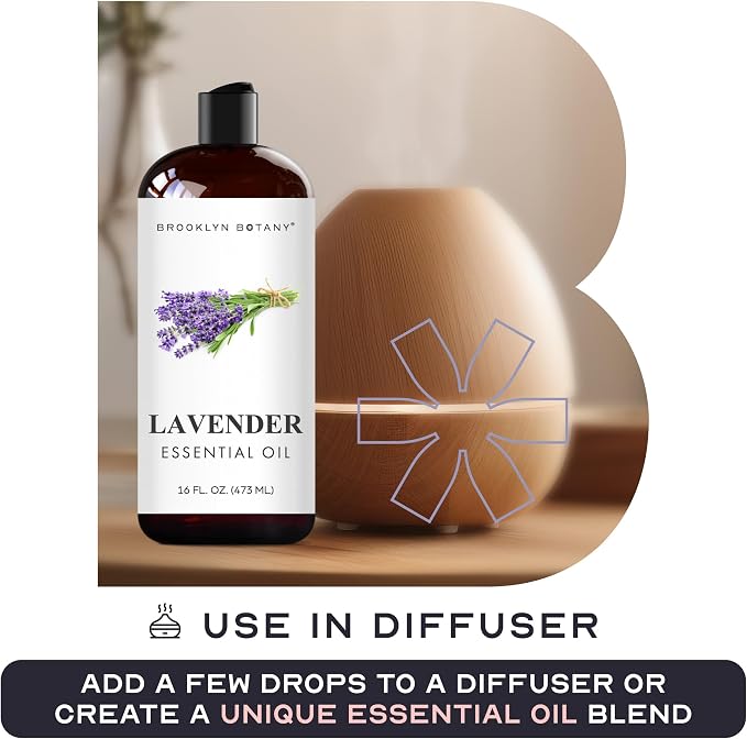 Brooklyn Botany Lavender Essential Oil - Huge 16 Fl Oz - for Candle Making, Soap Making, Diffusers, and Aromatherapy
