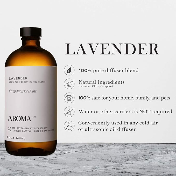 Aromatech Lavender Aroma Essential Oil Blend: Hotel Inspired Aromatherapy with for Ultrasonic Diffusers & Nebulizers (500 mL)