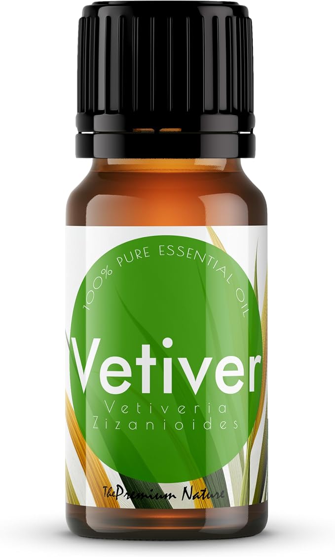 Vetiver Essential Oil | 100% Pure & Natural | Earthy Scented Aromatherapy Oil for Diffuser, DIY Candles & Body Massage, 0.34 fl Oz