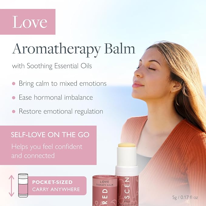 Scentered Aromatherapy Love Balm Christmas Stocking Gift for Emotional Wellbeing - Essential Oils Roll On with Rose & Ylang Ylang - Self-Care Stocking Stuffers for Women