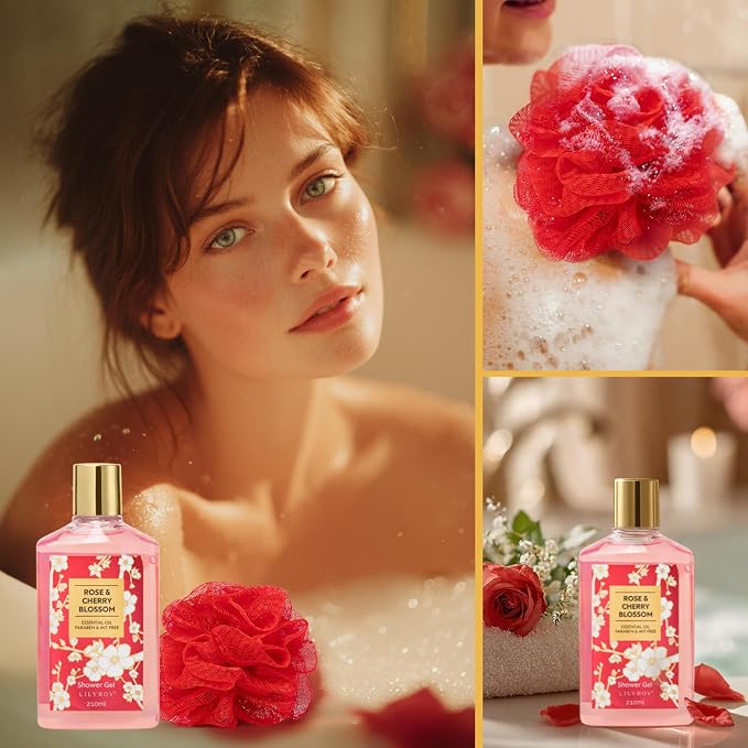 Spa Gifts, Birthday Gifts - 6Pcs Rose Bath and Body Spa Gift Sets for Women
