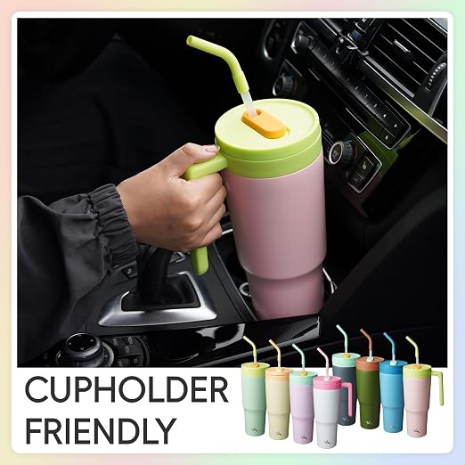 Konokyo 12 Pack 40 Oz Tumblers with Handle and Straw, Bulk Vacuum Insulated Stainless Steel Travel Mugs with Lids for Office, Events and Group Orders Purple