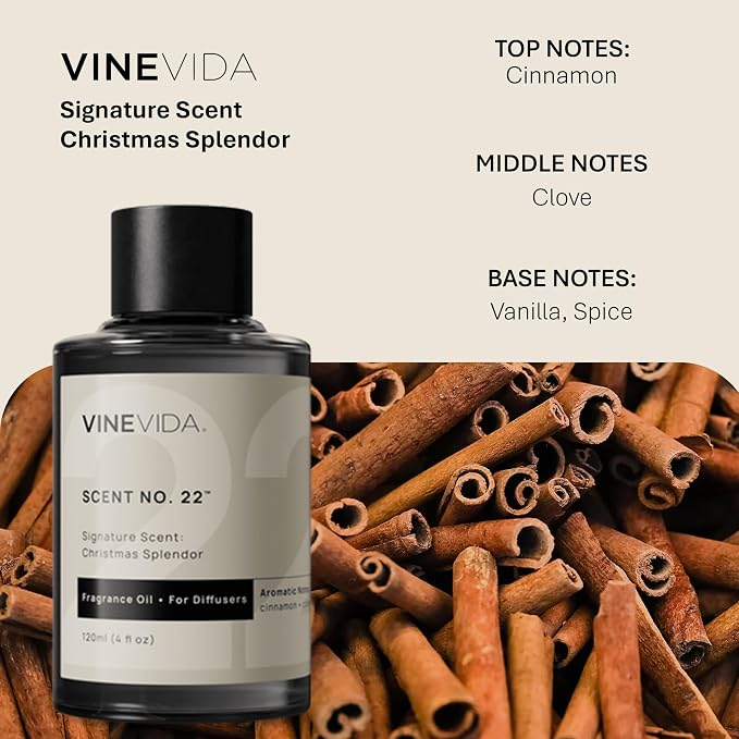 VINEVIDA [4 Fl Oz] Christmas Splendor Fragrance Oil for Cold Air Diffusers, Essential Oils for Diffuser Oil Refill & Air Freshener Room Spray