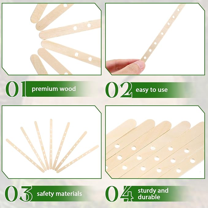 Wooden Candle Wick Holders 50 Pcs 7 Holes Wick Centering Devices Candle Multiwick Bars Candles Making Bars Wax Stick Clips Center Tool for DIY Wax Crafting Material Supplies