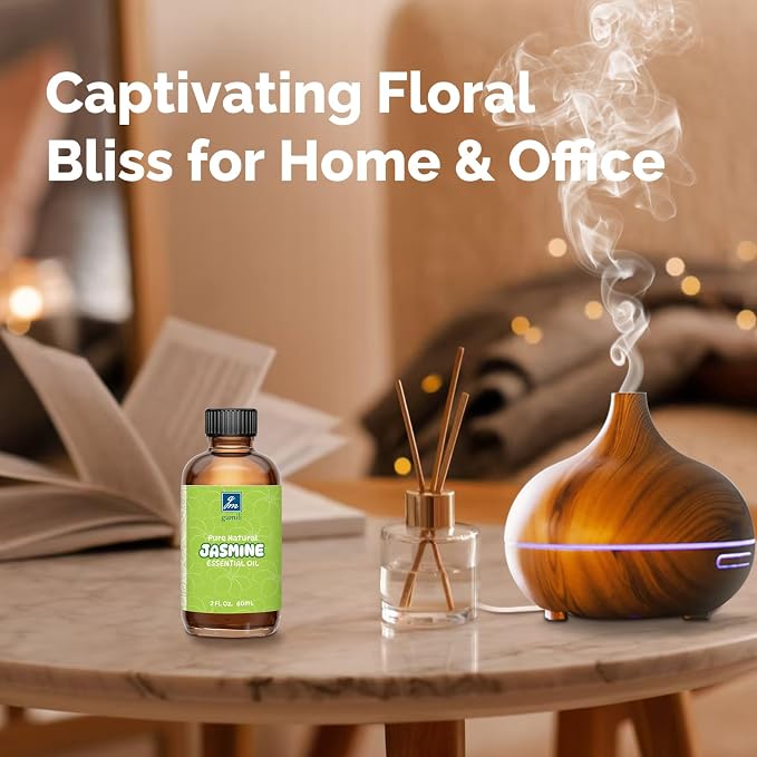 GM Gumili Jasmine Essential Oil 2 Oz, 100% Pure Jasmine Oil for Diffuser, Skin, Hair, Body & Face, Perfume, Floral Scent for Relaxation, Aromatherapy & Massage