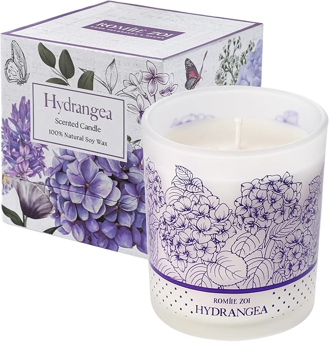 ROMIIE ZOI Scented Candle - Hydrangea - 6oz Aromatherapy Soy Wax Jar Candle for Home, Gifts for Women - 170g