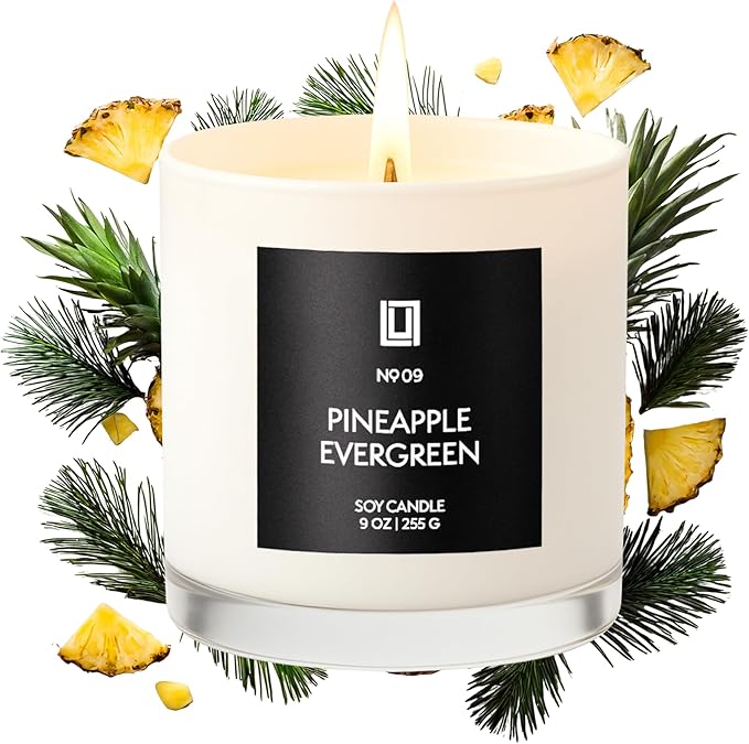 Lulu Candles | Pineapple Evergreen | Luxury Scented Soy Jar Candle | Hand Poured in The USA | Highly Scented Candles for Home Fragrance & Decor (9 Oz.)