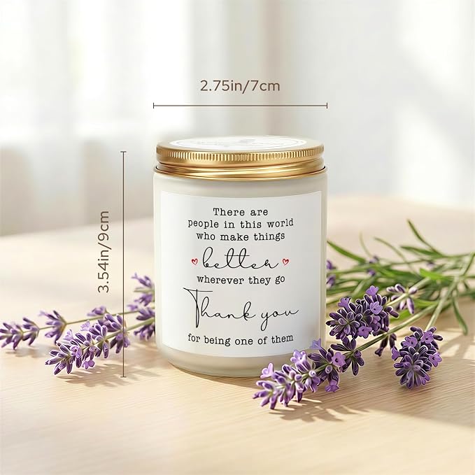 Thank You Gifts for Women, Thank You Candle, Appreciation Gift for Women Friends Teacher Nurse Doctor Coworkers Employee,Retirement Farewell Gifts, 7Oz Lavender Scented Candle