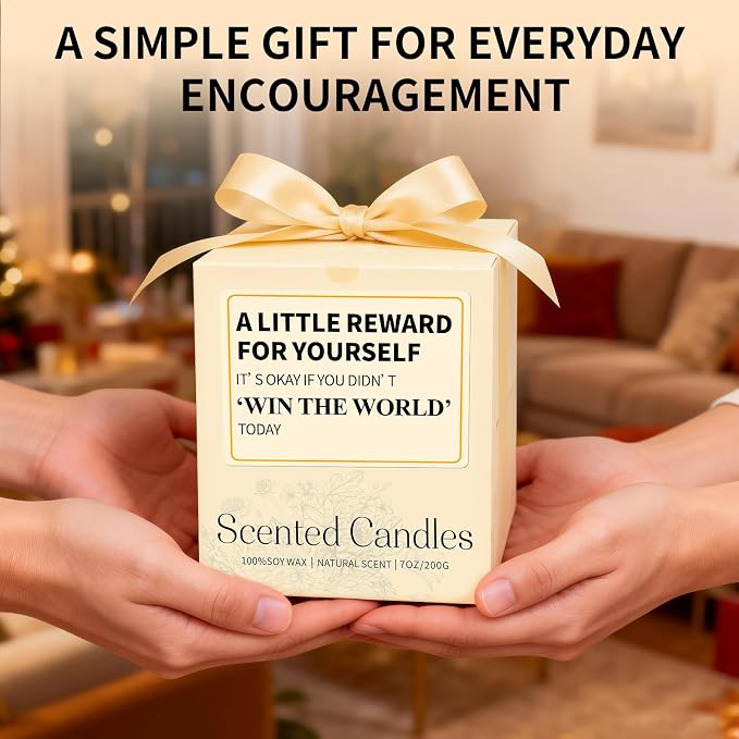 Reward Candle Gifts for Women Men - 7 oz Orange Scented Candle - Soy Candle Gift for Women, Birthday Mother Gifts for Mom, Encouragement/Cheer Up/Positive Gift for Friends, Coworker, Sister