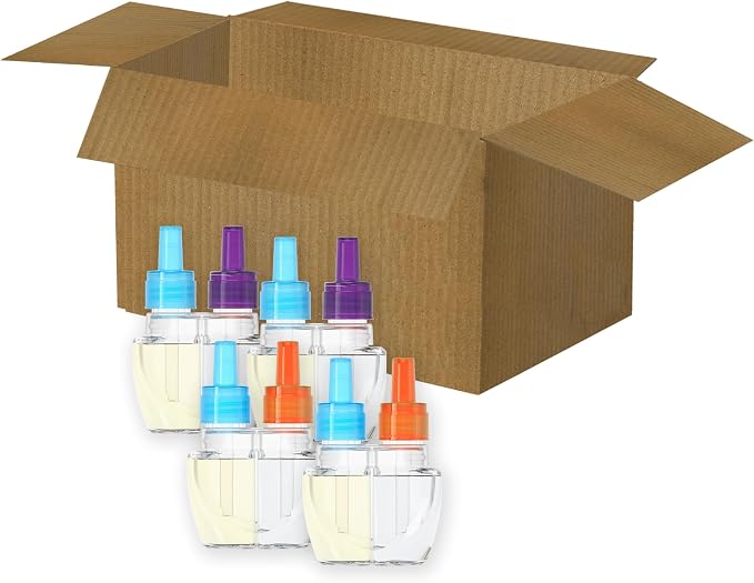 Febreze Plug In Air Freshener, Odor-Fighting Scented Oil Refill, Air Fresheners for Home and Bathroom and Kitchen, Long Lasting for Strong Odors, Lilac and Peach Scent, 0.87oz Refills, 4 Count