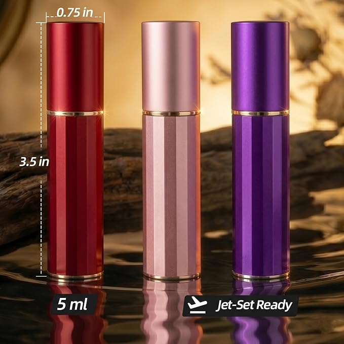 3PCS Perfume Travel Refillable, Perfume Atomizer Travel Perfume Bottle Refillable 5ml, Fast-Filling Leakproof Cologne Travel Bottle, Fragrances Dispenser Perfume Atomizer Spray for Men & Women
