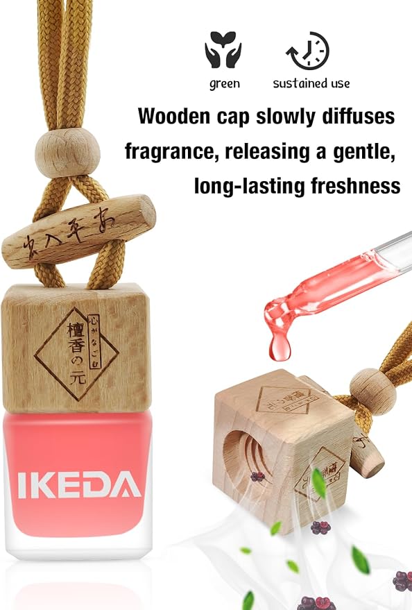 Ikeda Car Air Freshener: Hanging Car Smell Air Freshener | 10ml Hanging Car Perfume | Long Lasting Fragrance | Strong Scents Diffuser for Auto Home (Cherry|Square)