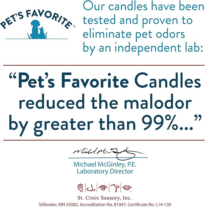 Pet's Favorite Plant Based Pet Friendly Candles Clean Burning Plant Based Odor Candle with a Natural Fiber Wick and 70 Hour Burn Time, Forest Pine