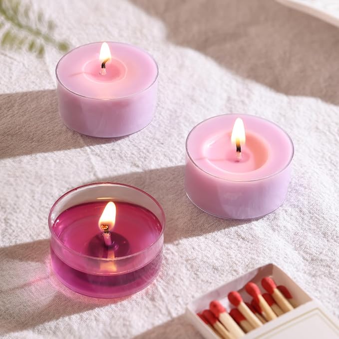 Scented Tea Lights Candles, Lavender Twilight, 8 Pack – Purple Scented Tealight Candles – 100% Palm Wax, 6 Hour Burn Aromatherapy Tea Light Votive Candle for Relaxation, Spa, Yoga, Home Decor