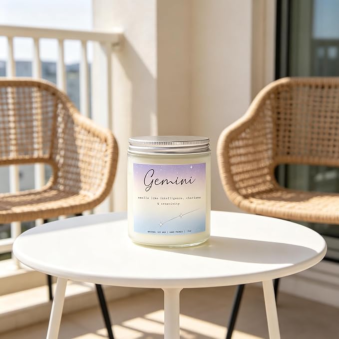 Gemini Candle, Gemini Gifts for Women, Versatile Gifts for the Dual-Natured Soul, Perfect Presents for Birthday - Lavender & Eucalyptus Soy Wax Scented Candle, 7OZ