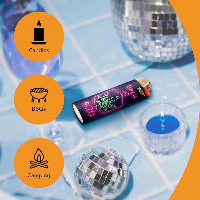 BIC Maxi Pocket Lighter, Special Edition Counterculture Series, 8 Count Pack of Lighters