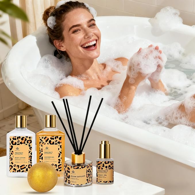 35 Pcs Mothers Day Gifts for Mom, Honey & Almond Bath & Body Gift Basket for Women, Face Skin Care Kit, Home Spa Basket Gift Set, Self-Care Gift Kit, Necklace, Birthday, Anniversary,Wife