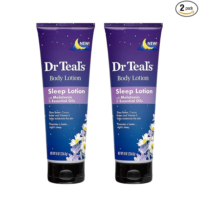 Dr Teal's Melatonin Sleep Lotion Gift Set (2 Pack, 8 oz ea.) - Nighttime Therapy Body Lotion Combines Shea & Cocoa Butter to Nourish and Protect Skin - Promotes Better Sleep
