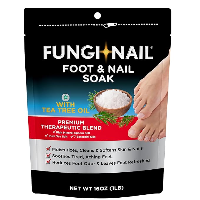 Fungi-Nail Foot & Nail Soak with Tea Tree Oil, 1 Pound, Moisturize, Reduce Foot Odor, & Soothe Aching Feet, Therapeutic Blend of Rich Mineral Epsom Salt, Pure Sea Salt, and 7 Essential Oils