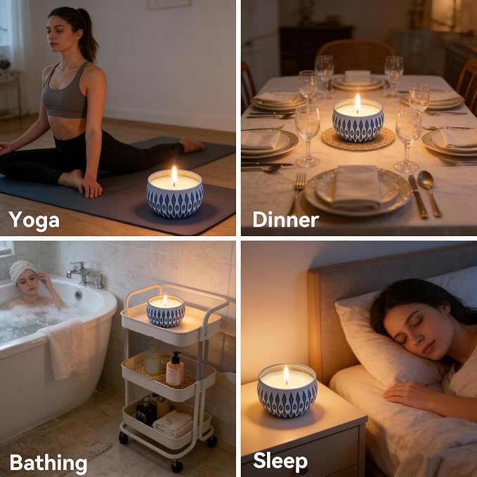 Scented Candles Gift Set, Soy Candles Non Toxic, 8% Essential Oils, 6PCS | 2 Lavender, 2 Rose And 2 Spring Scented Soy Candles, Perfect For Home Decor, Bath, Bedroom, Birthdays And Women Gifts.