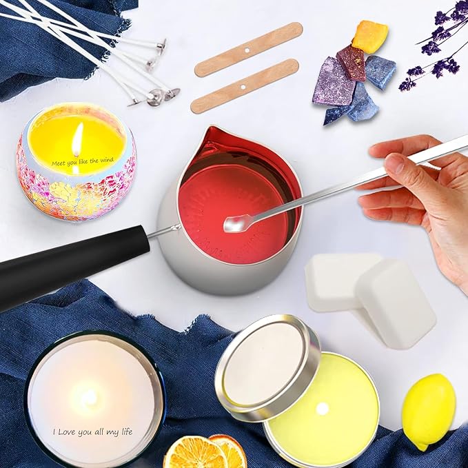 Candle Making Kit for Adults Beginners,Candle Making Supplies Include Soy Wax for Candle Making,Candle Wax Melting Pot,Candle Wicks Stickers,Magic Paper and More-DIY Candle Kit,Full Crafts for Adults
